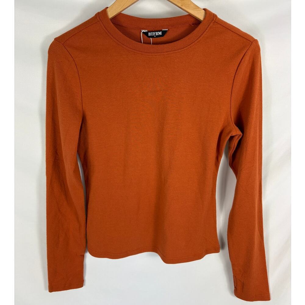 NWT BTBM Orange Long Sleeve Soft Knit Top Size Medium